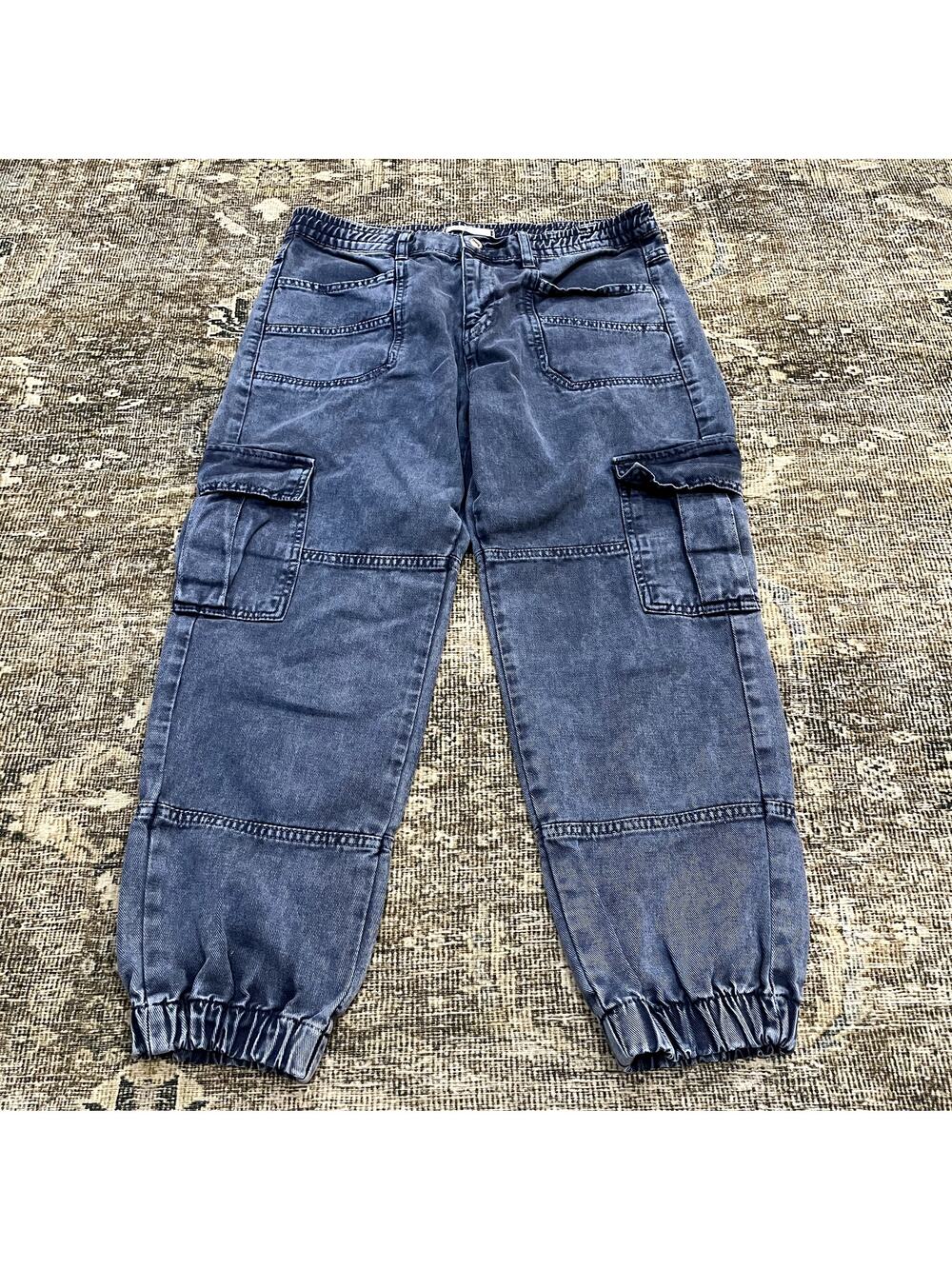 Free People We The Free Denim Cargo Jogger Mid Rise Jeans Blue Women's Size S